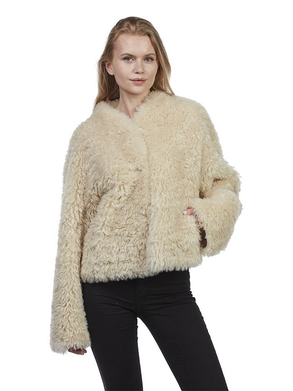 Webpelzjacke Fia hellbeige