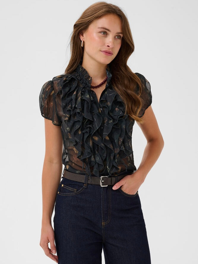 Bluse Lilja SZ Crinkle Black Washed Dandelions
