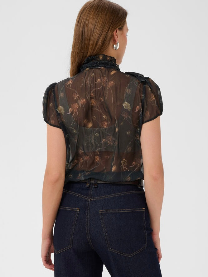 Bluse Lilja SZ Crinkle Black Washed Dandelions