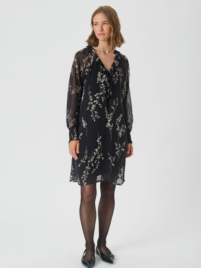 Kleid Urma PW black fine leaf