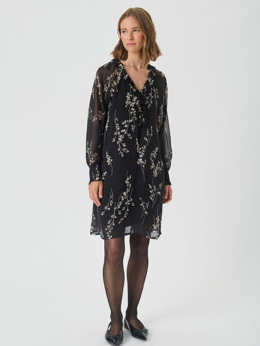 Kleid Urma PW black fine leaf