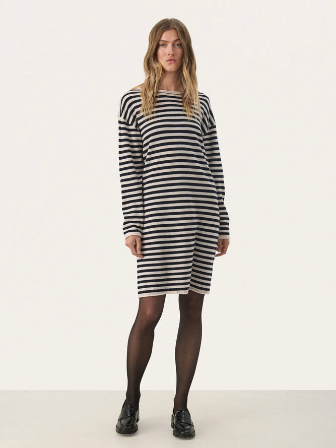 Strickkleid Merima PW french oak/dark navy stripes