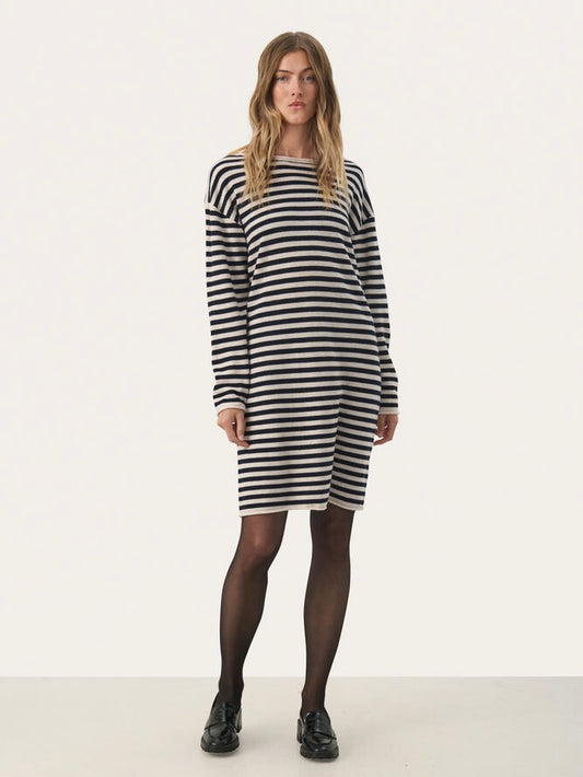 Strickkleid Merima PW french oak/dark navy stripes