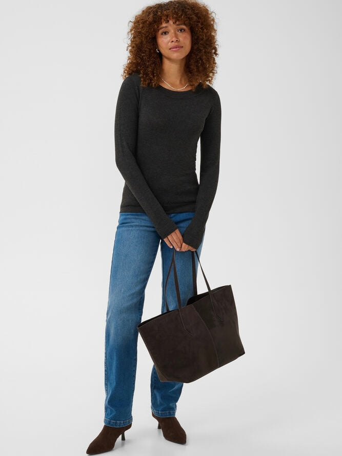 Pullover KAlizza boatneck LS dark grey melange