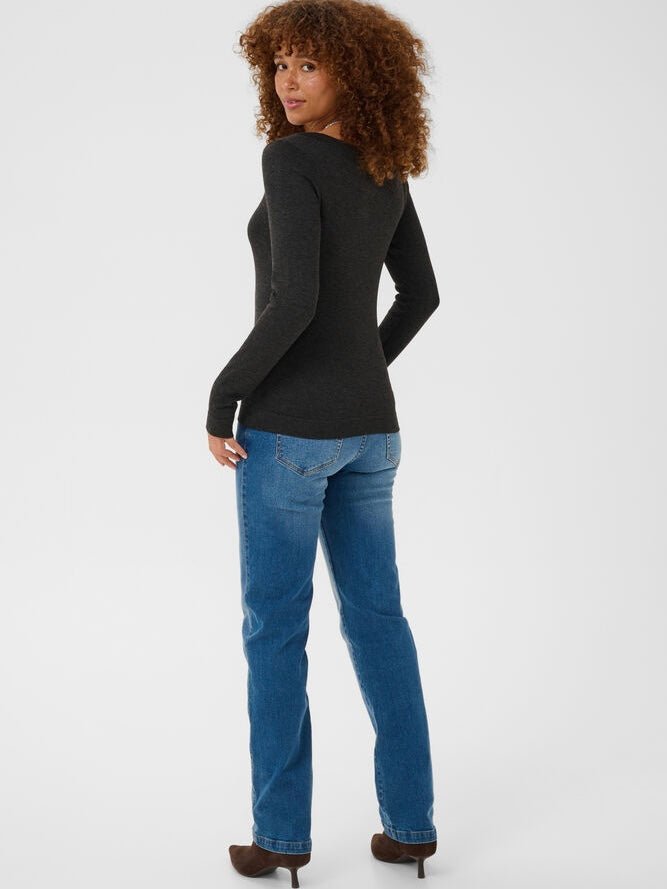 Pullover KAlizza boatneck LS dark grey melange