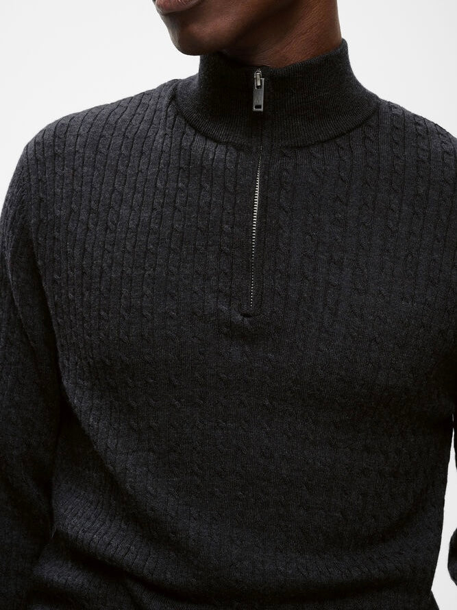 Herren Pullover MAmason SZ cable knit dark grey melange