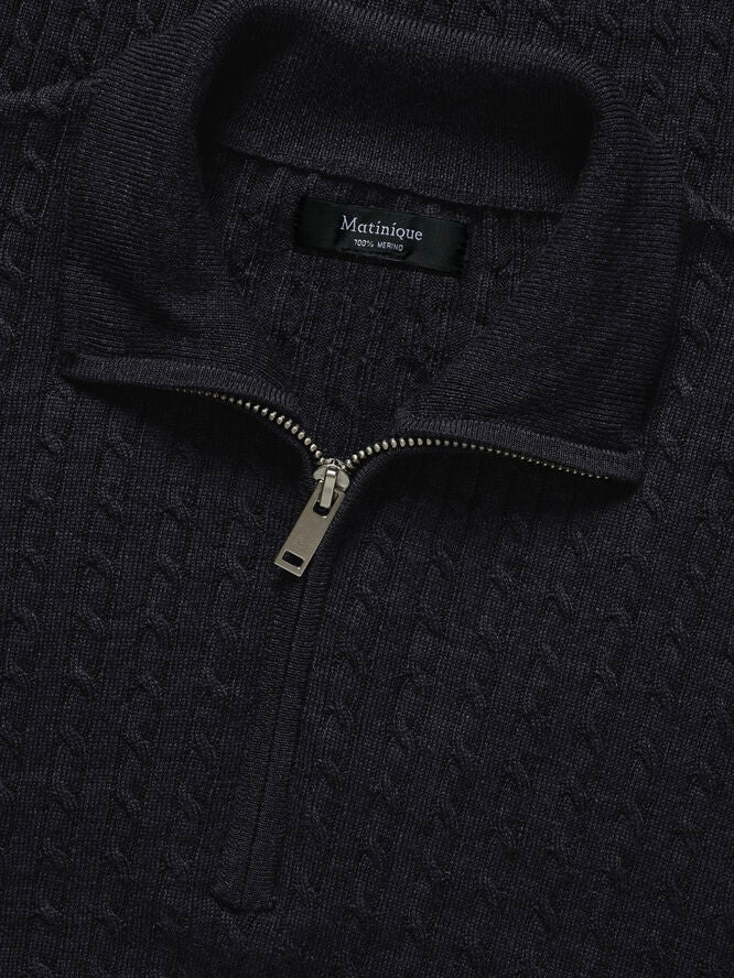 Herren Pullover MAmason SZ cable knit dark grey melange