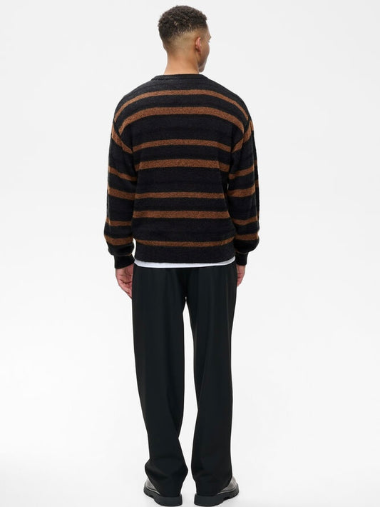 Herren Pullover MAsweatio 73 braun/schwarz gestreift