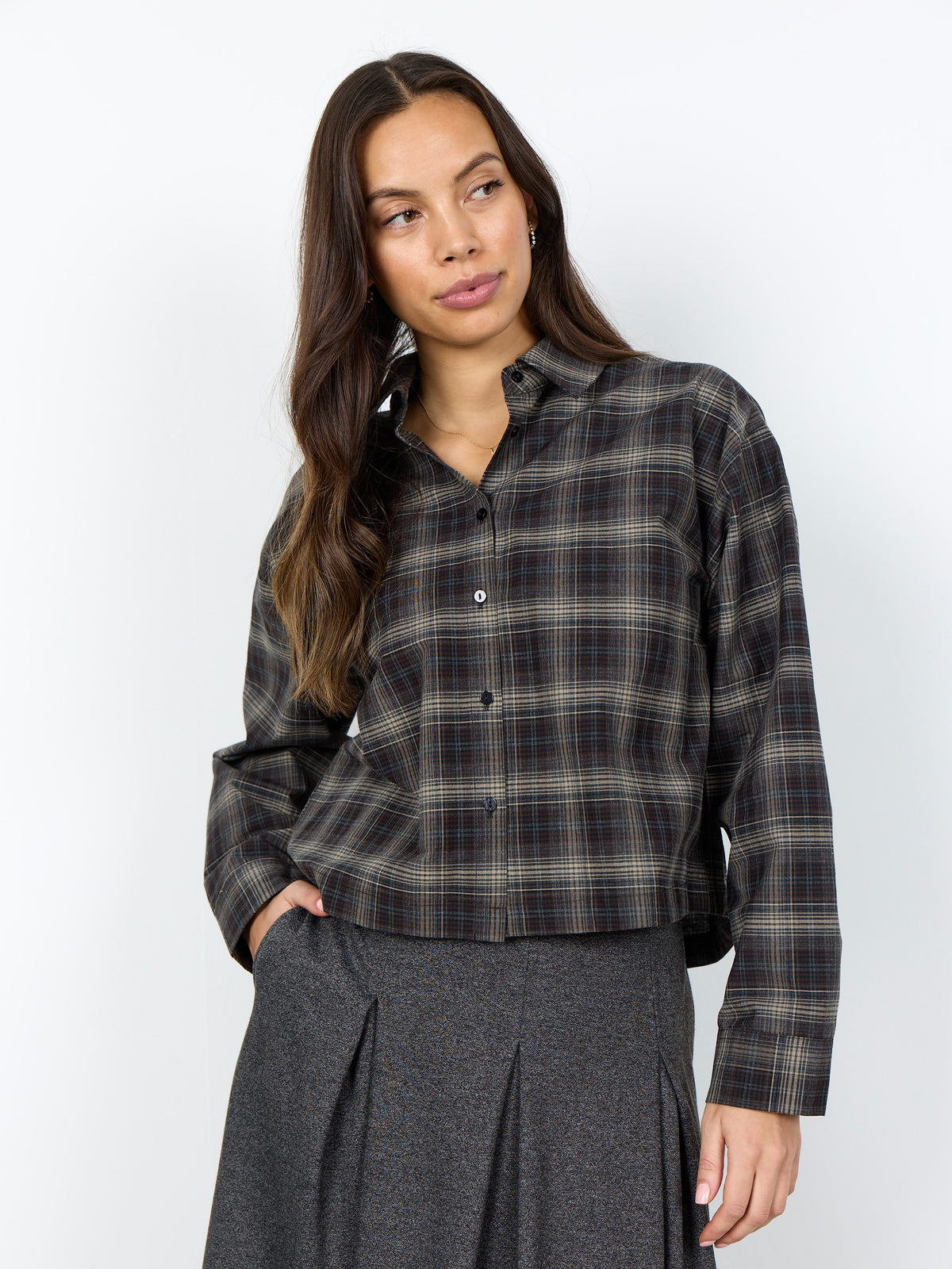 Bluse SC-Hasina YD 1 chocolate plum check