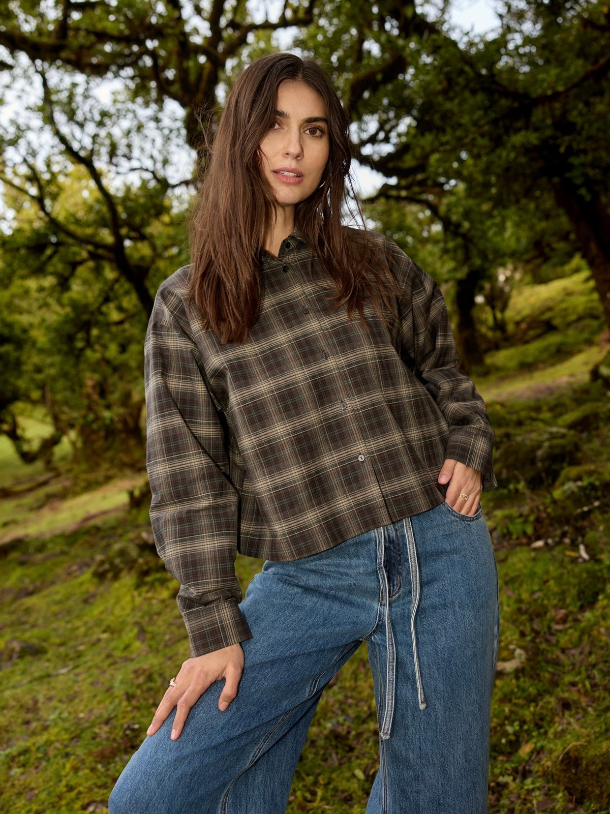 Bluse SC-Hasina YD 1 chocolate plum check