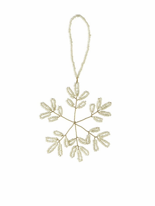 Weihnachtsanhänger Misolde snowflake 9x9cm off white/light gold