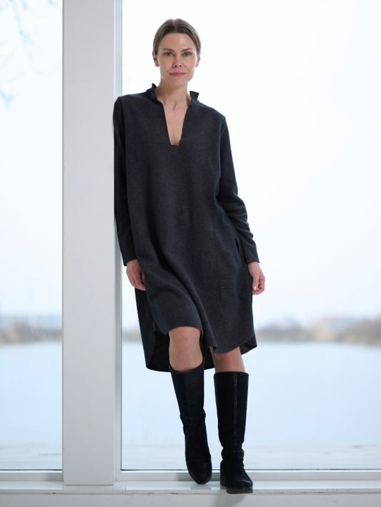 Fleece Kleid V-NECK 3250, in mehreren Farben