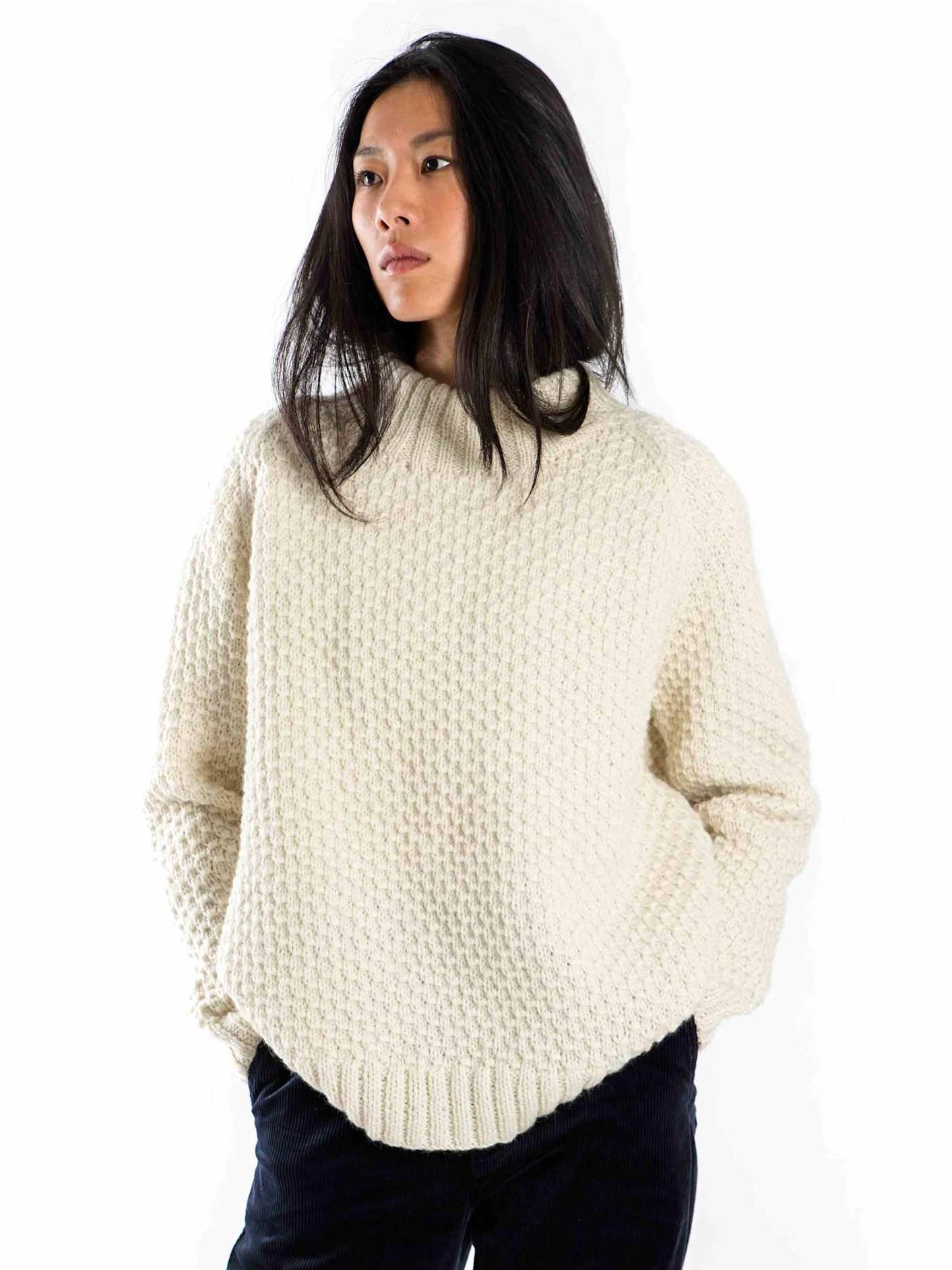 Pullover Butterfly round neck wollweiß