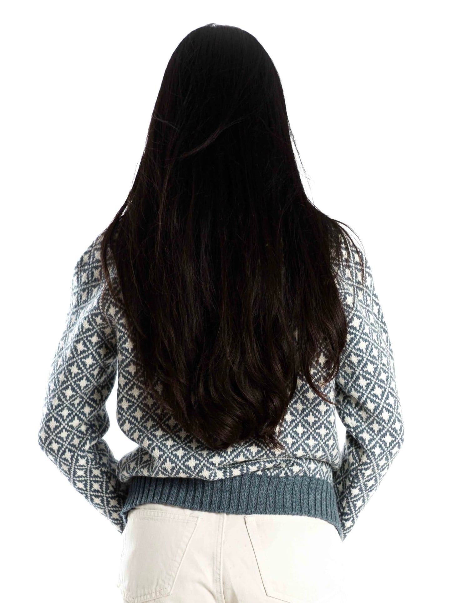 Norweger Pullover Alma silver blue/off white