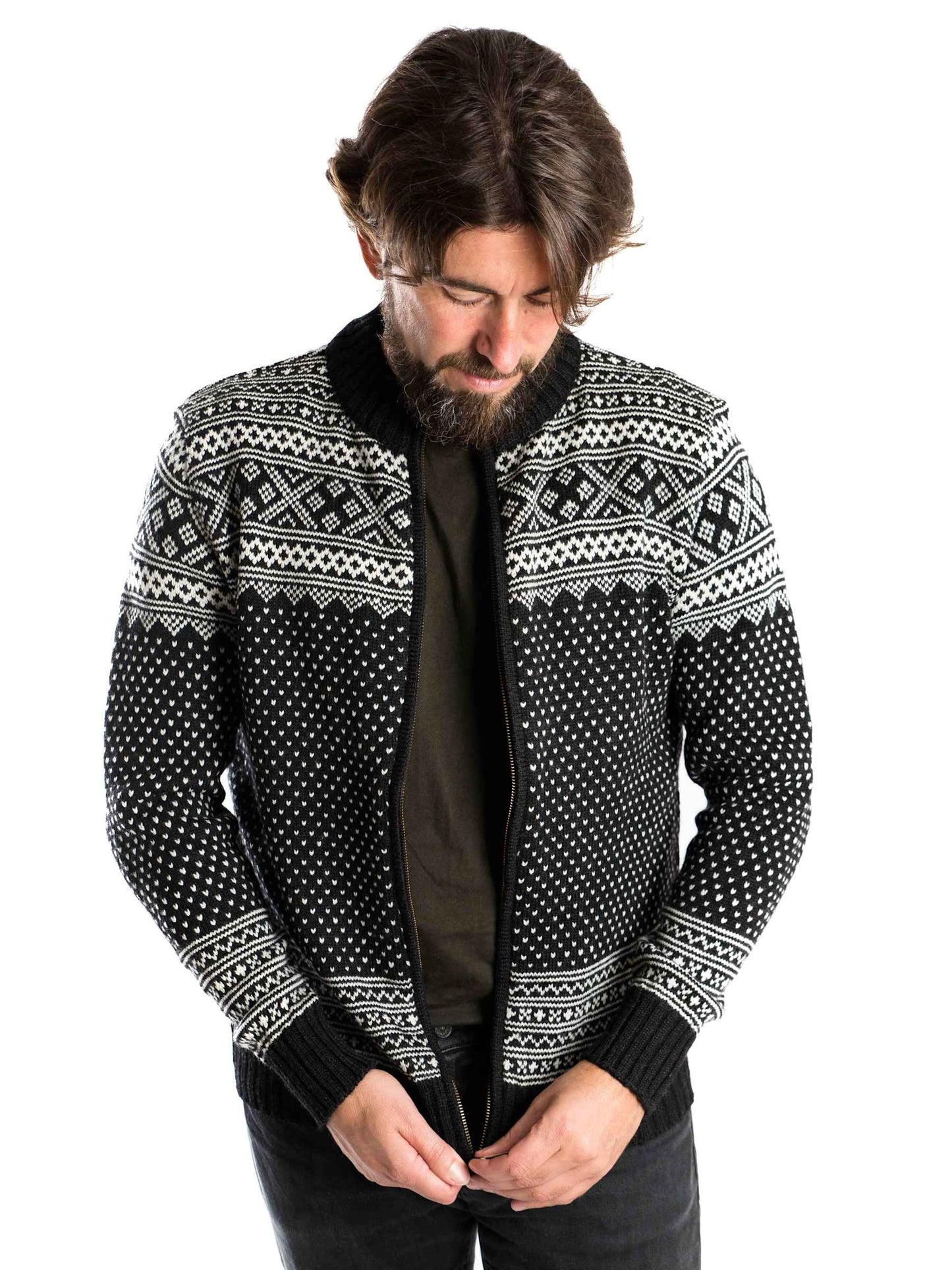 Norweger Strickjacke Arn schwarz