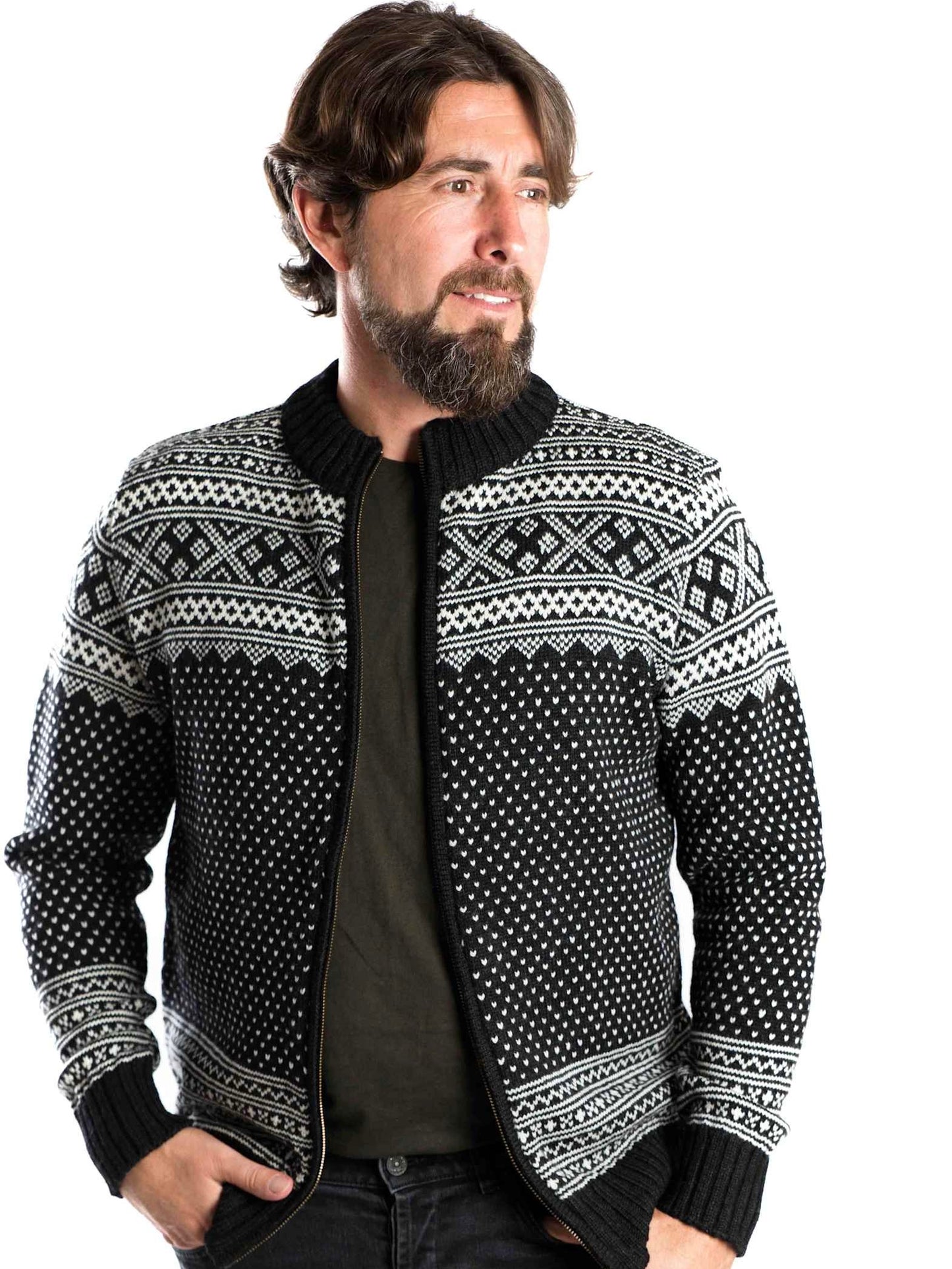 Norweger Strickjacke Arn schwarz