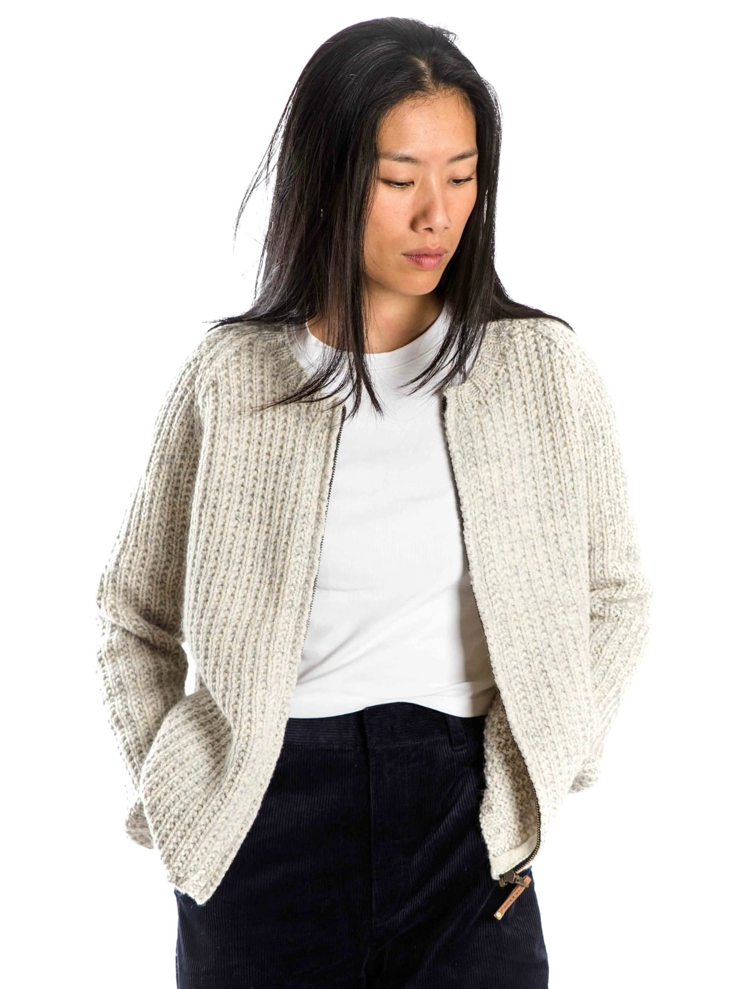 Norweger Strickjacke Sol round neck natural