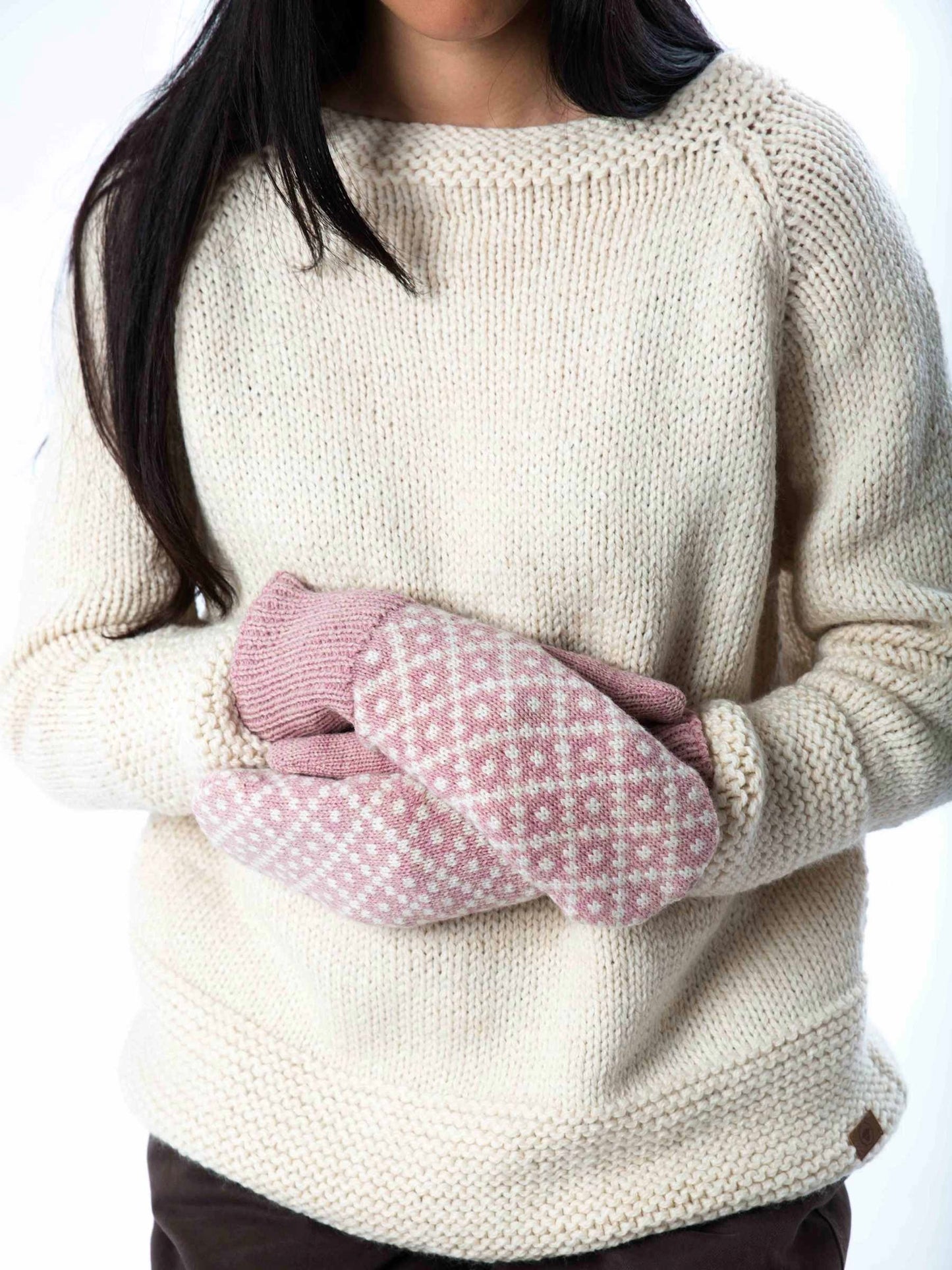 Strickfäustlinge Tinka, in dark rose oder indigo