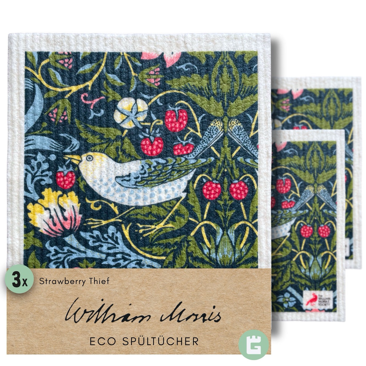 Spültücher - Strawberry Thief, 3er Set