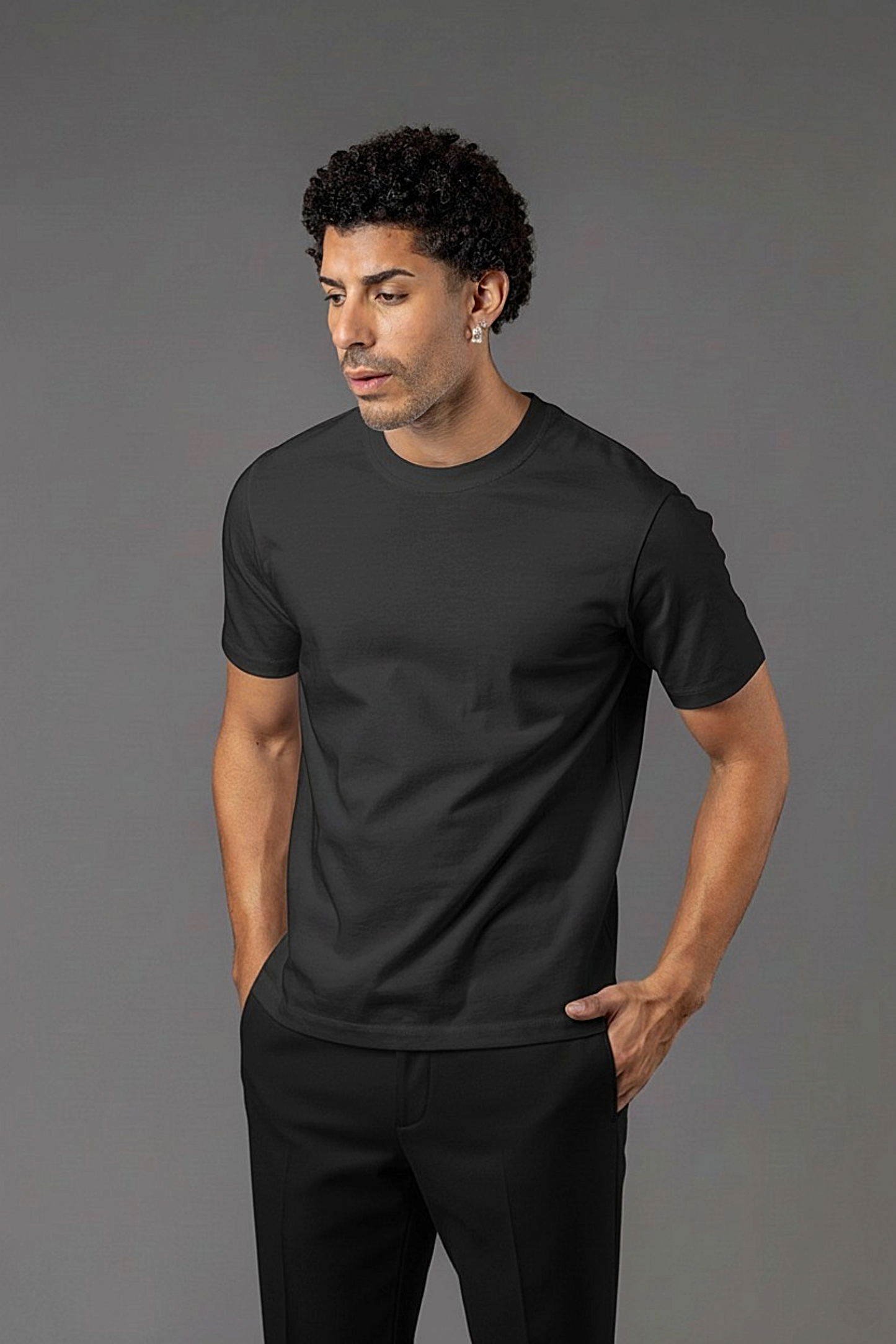 BASIC T-SHIRT GERADER SAUM T20, grau