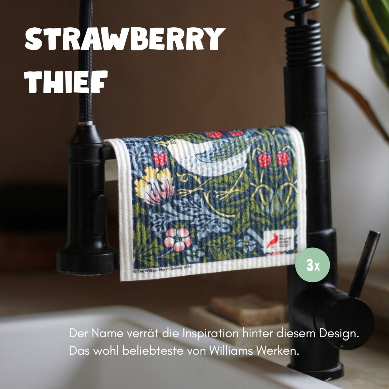 Spültücher - Strawberry Thief, 3er Set