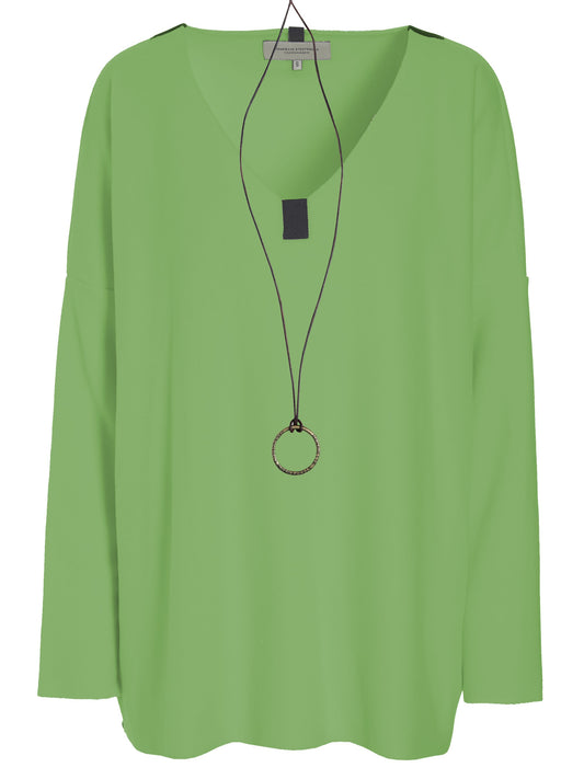 Fleece oversized V-neck Pullover 1336, in 2 Farben