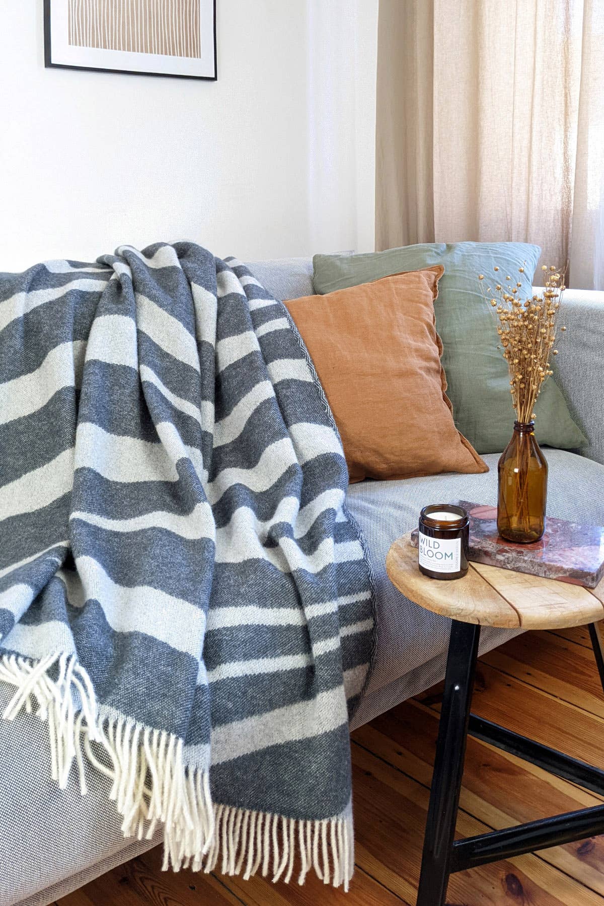 Wolldecke aus 100 % Schurwolle - dunkles Granit