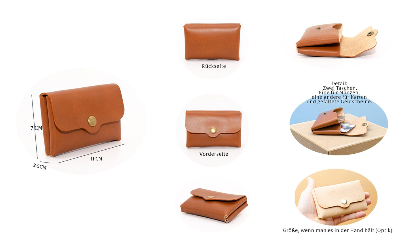 Minimalistischer Geldbeutel aus Leder, Schwarz