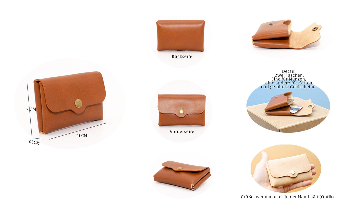 Portemonnaie aus Leder. Praktisch. Zeitlos. Unisex.