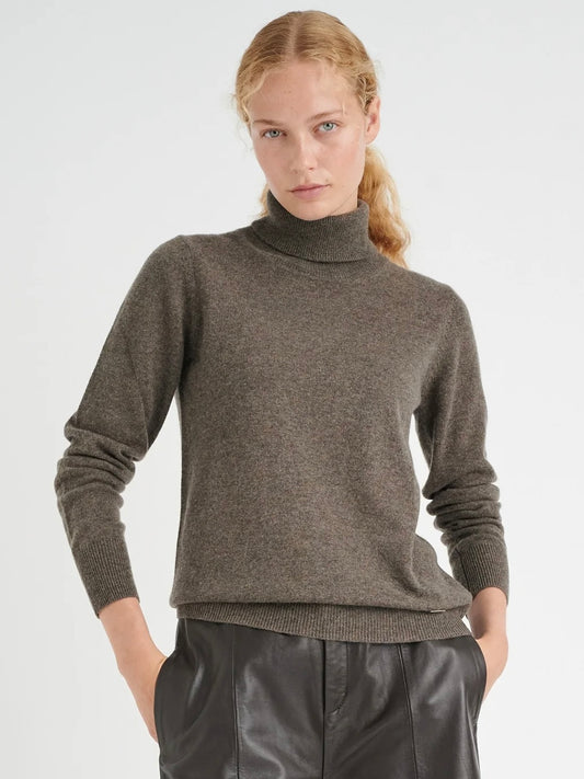 Cashmere Pullover Lukka Roll Neck dunkles taupe