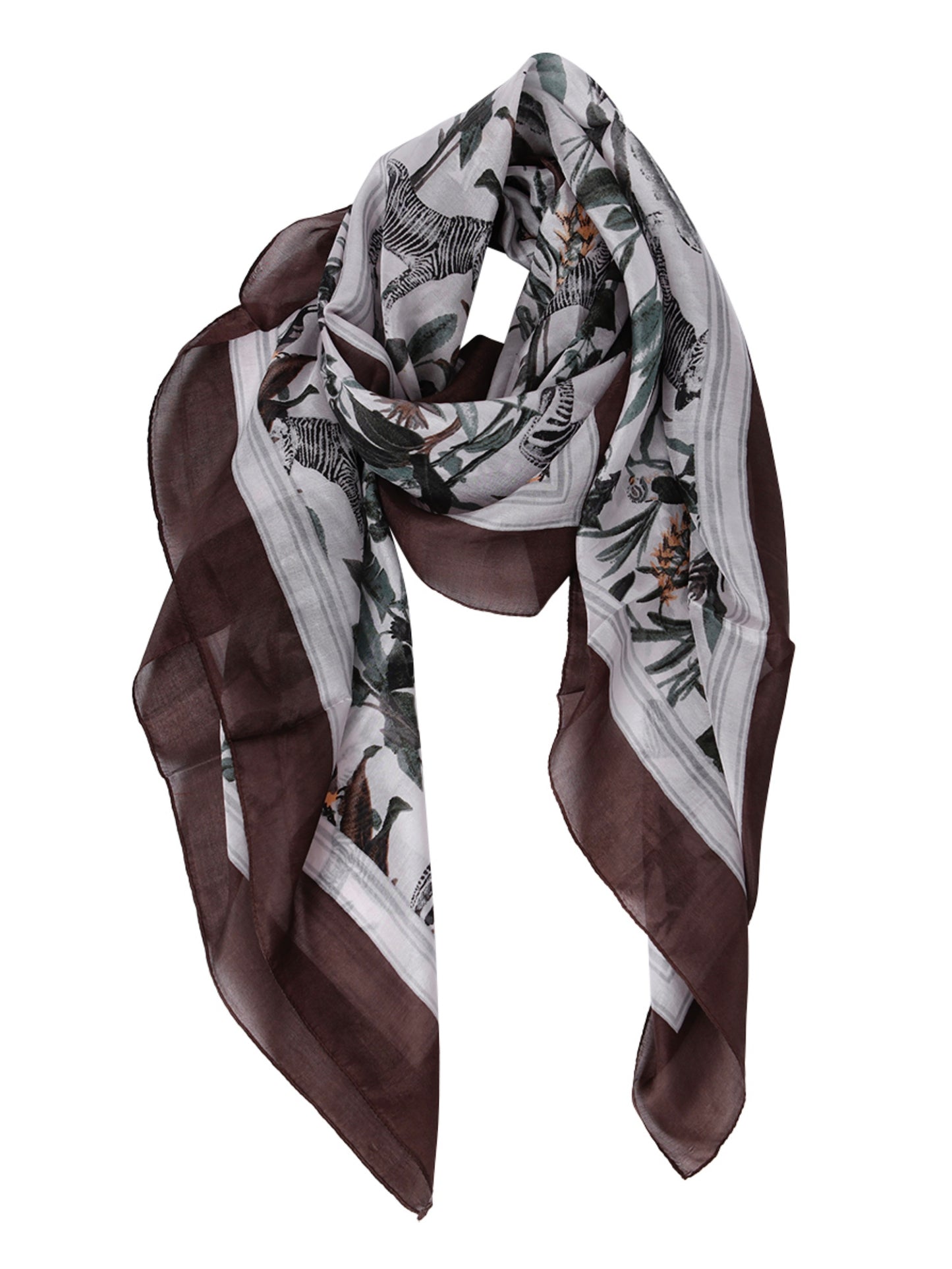 Seidenschal Maria grau/braun