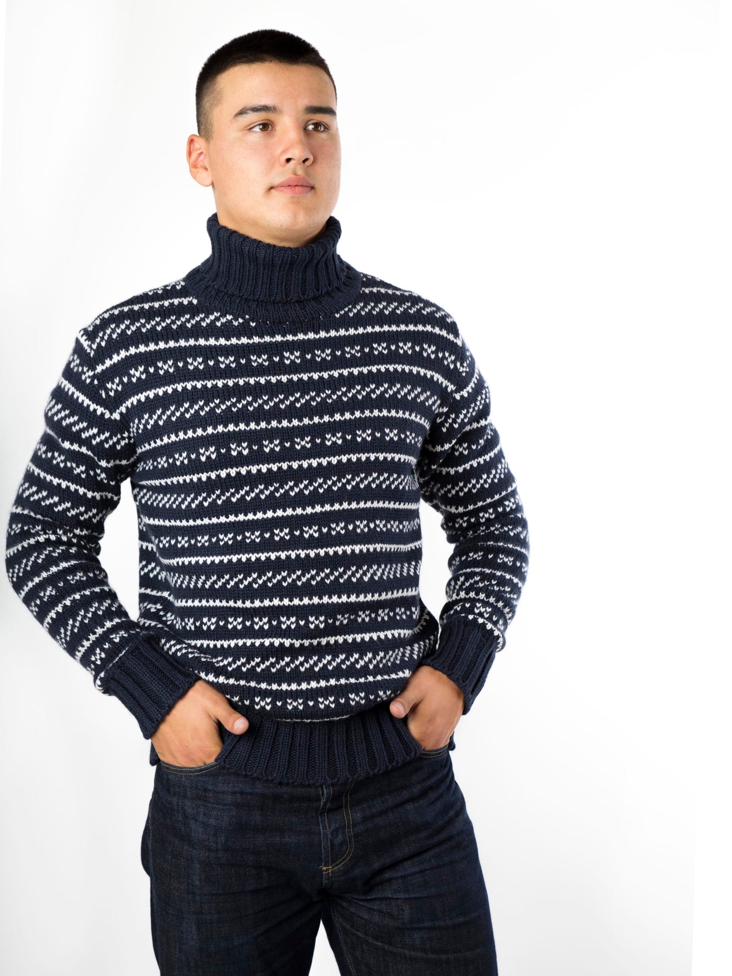 Norweger Pullover Birk dunkelblau/weiß